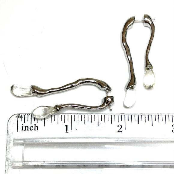 Earrings Front Back Drippy Double Drop Lucite Silver Alexis Bittar STYLE JU31 - Picture 3 of 3